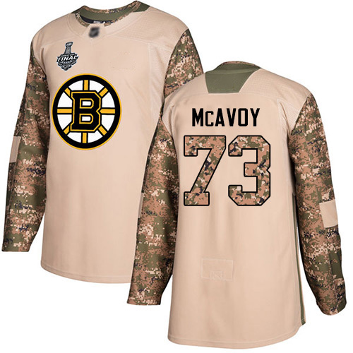 Adidas Bruins #73 Charlie McAvoy Camo Authentic 2017 Veterans Day Stanley Cup Final Bound Youth Stitched NHL Jersey